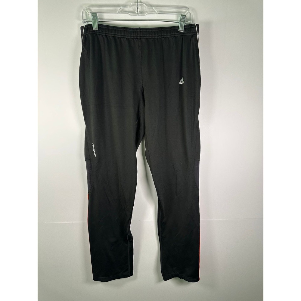 Adidas Track Pants Mens M Black Red Response Running Zip Ankle Pockets Reflectiv